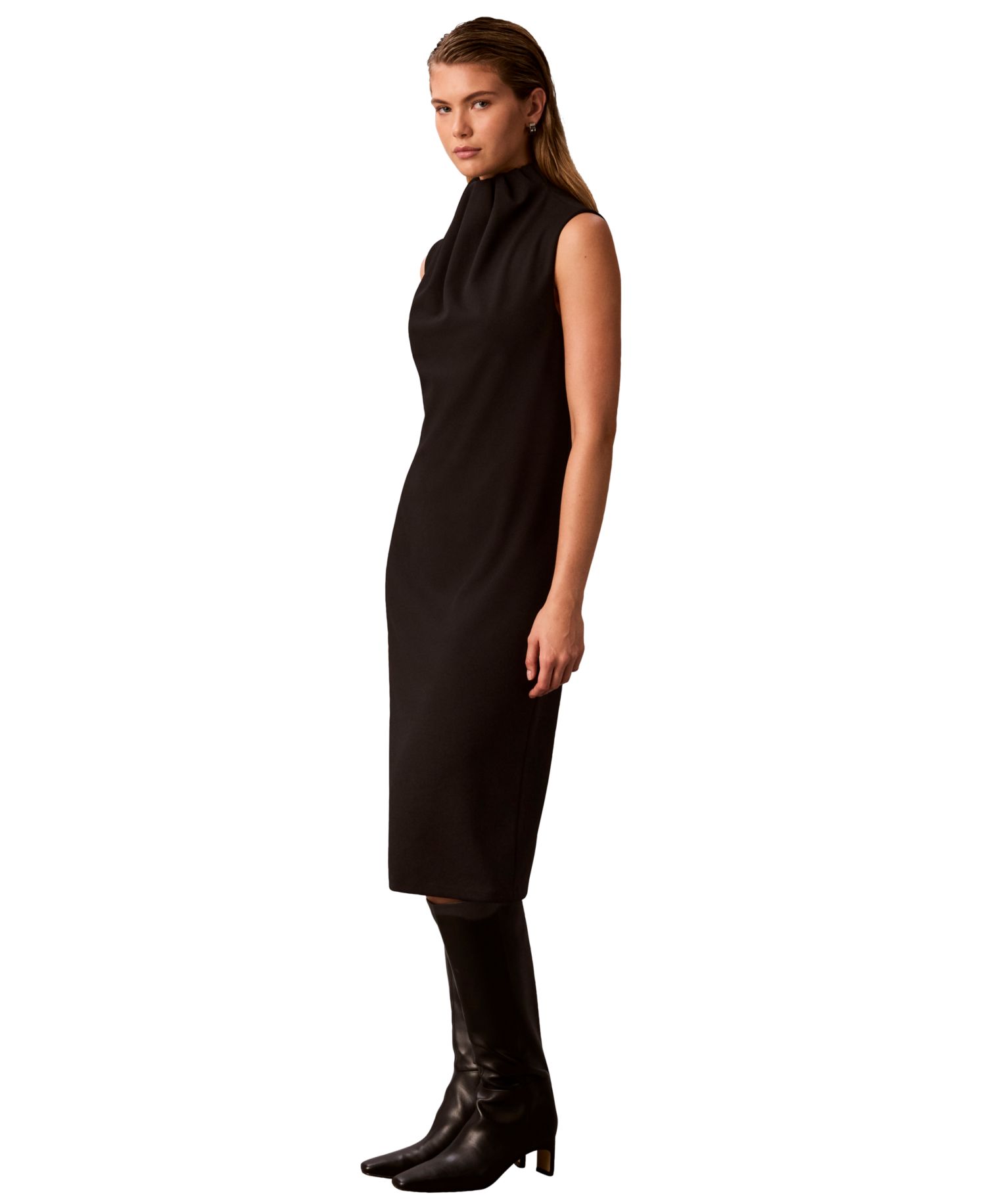 Women's Mock-Neck Sleeveless Midi Dress