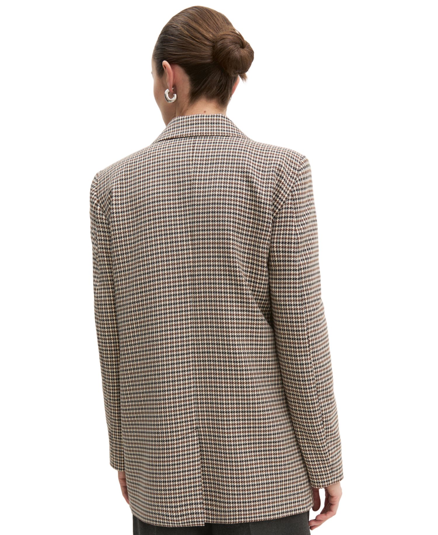 Women's Straight-Fit Plaid Long-Sleeve Lapel Collar Blazer