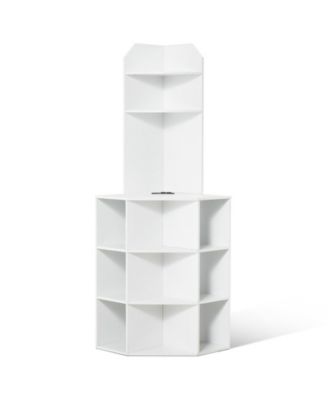 6 Tier Tall Corner Storage Cabinet with USB Ports for Home Organization