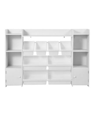 Large Kids Toy Organizer with Bookshelf and 8 Flexible Storage Bins