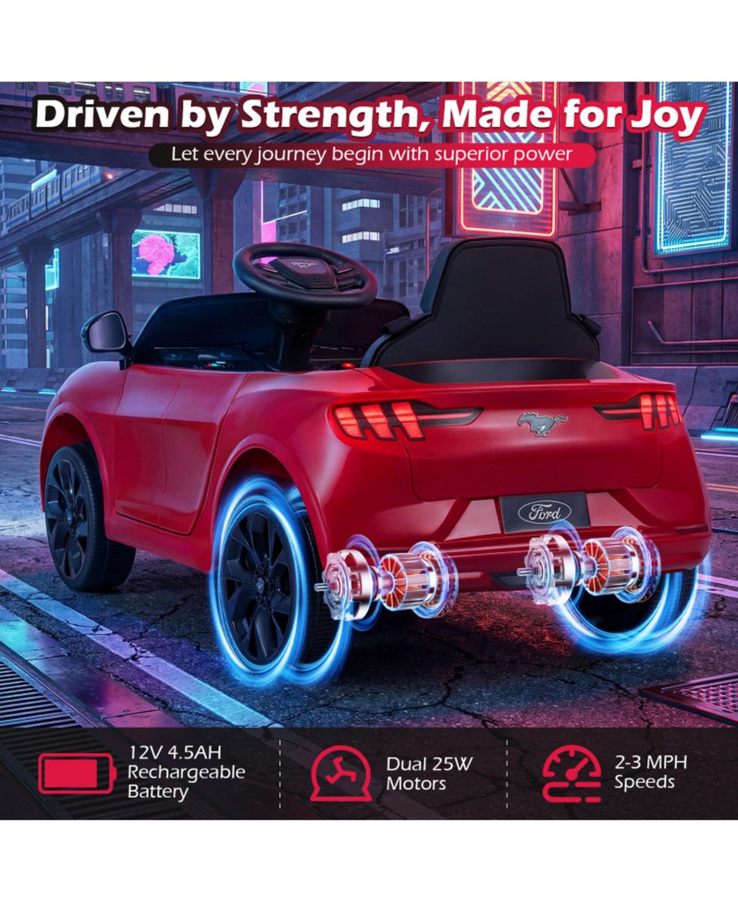 Детская игрушка HONGGE 12V Electric Coupe Ride-On with Parent Control, 36" x 22" x 17", Ages 3-8, цвет: Красный — фото 8