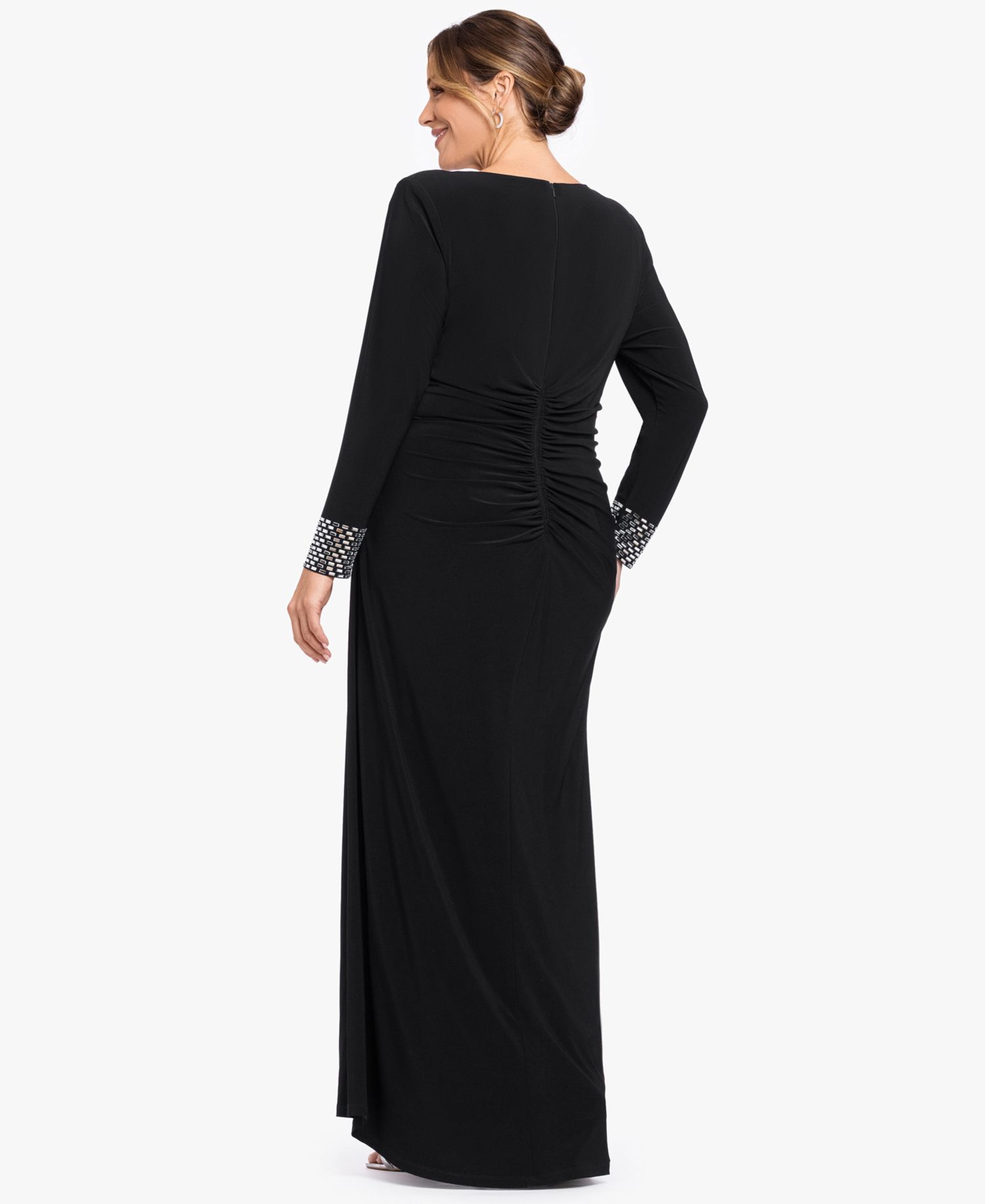 Plus Size Wedding Guest Bedazzled-Wrist-Cuff Gown
