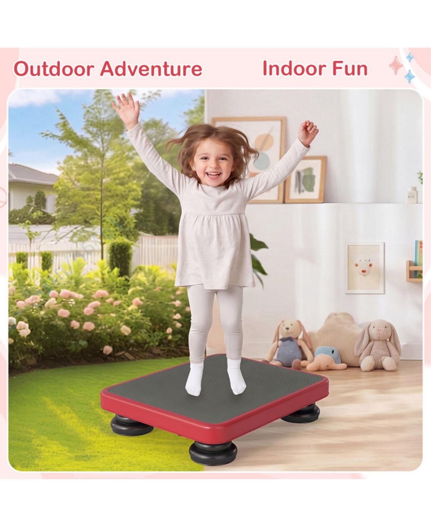Детская игрушка SUGIFT Kids Rebounder 24" x 20" Bouncing Board with Elastic Rope, Ages 3+, цвет: Красный — фото 9