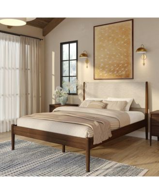 Harbor Queen Bed with Upholstered Headboard, Swiss Coffee