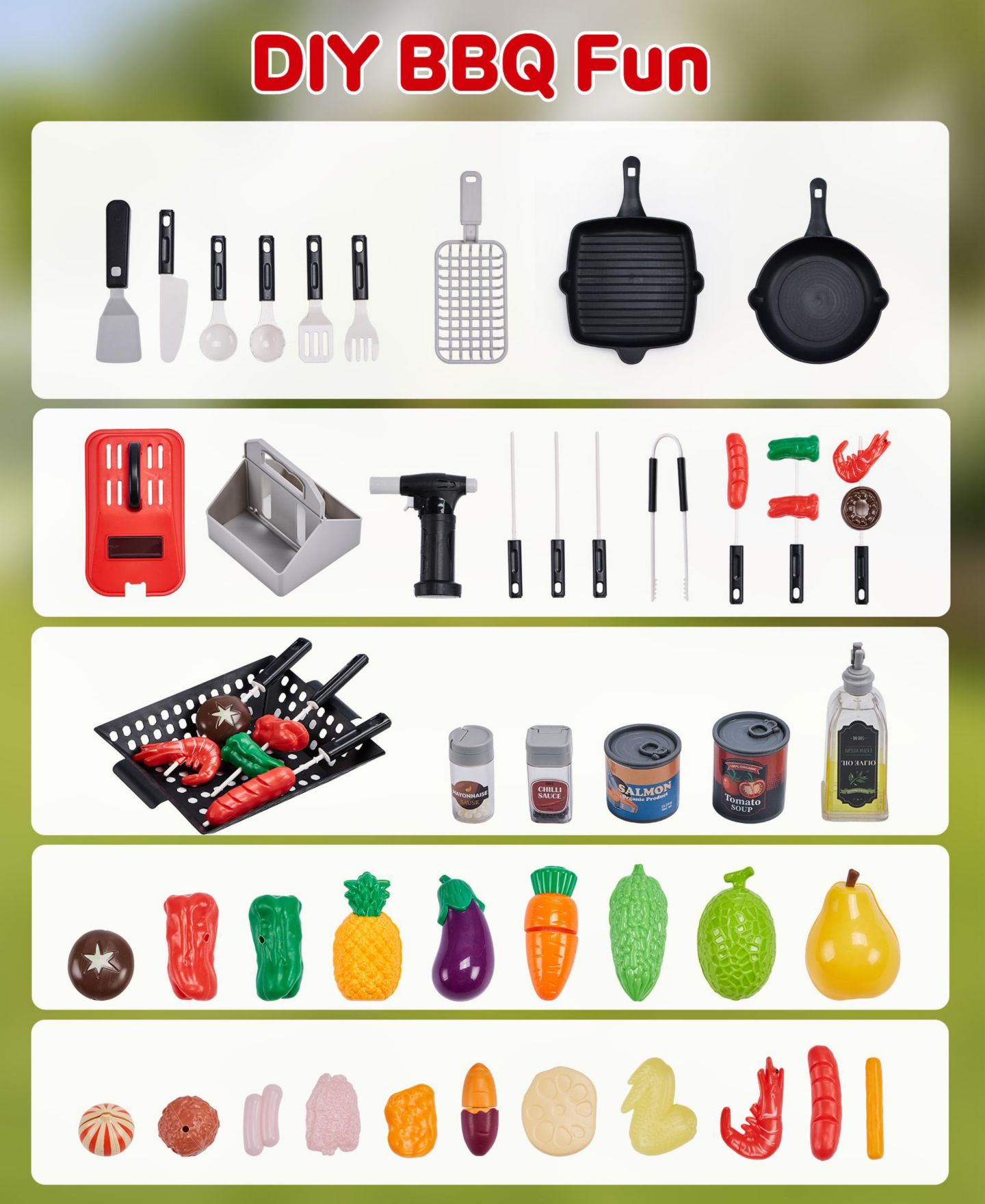 Детские игрушки SUGIFT Bbq Grill Toy with Spray, Light and Sound, Color-Changing Play Food Set, Ages 3+, цвет: Красный — фото 6