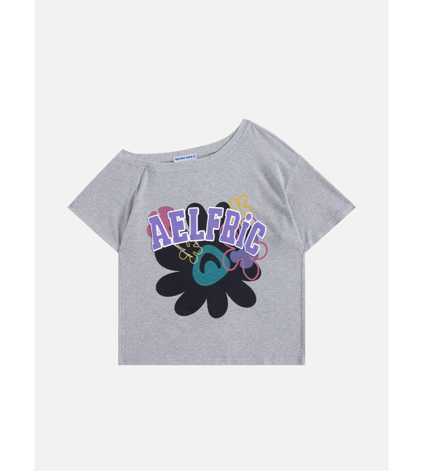 Женская футболка AELFRIC EDEN Flower Off-The-Shoulder, цвет: Серый — фото 2