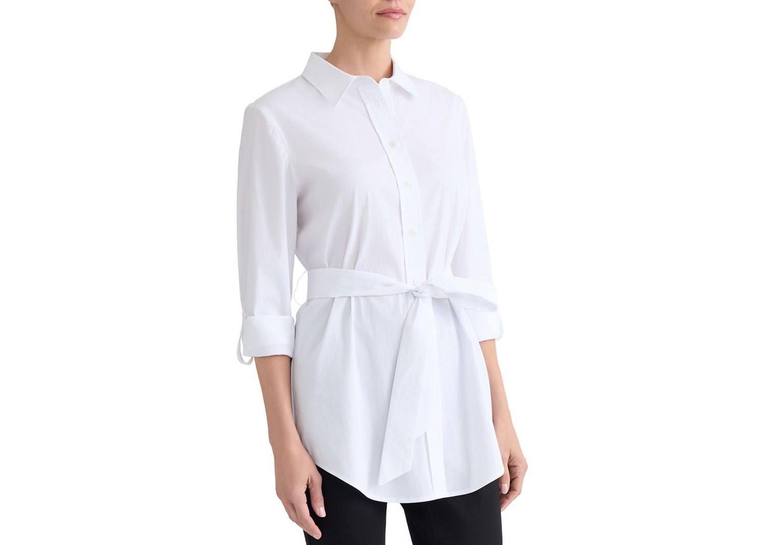 Petite 3/4-Sleeve Belted Tunic Top