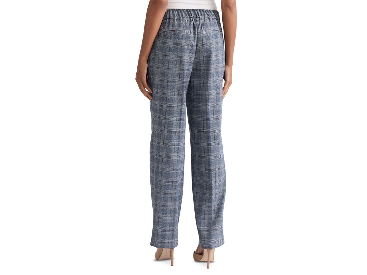Женские брюки Jones New York Petite Plaid Straight-Leg Pull-On, цвет: Тёмно-синий — фото 3