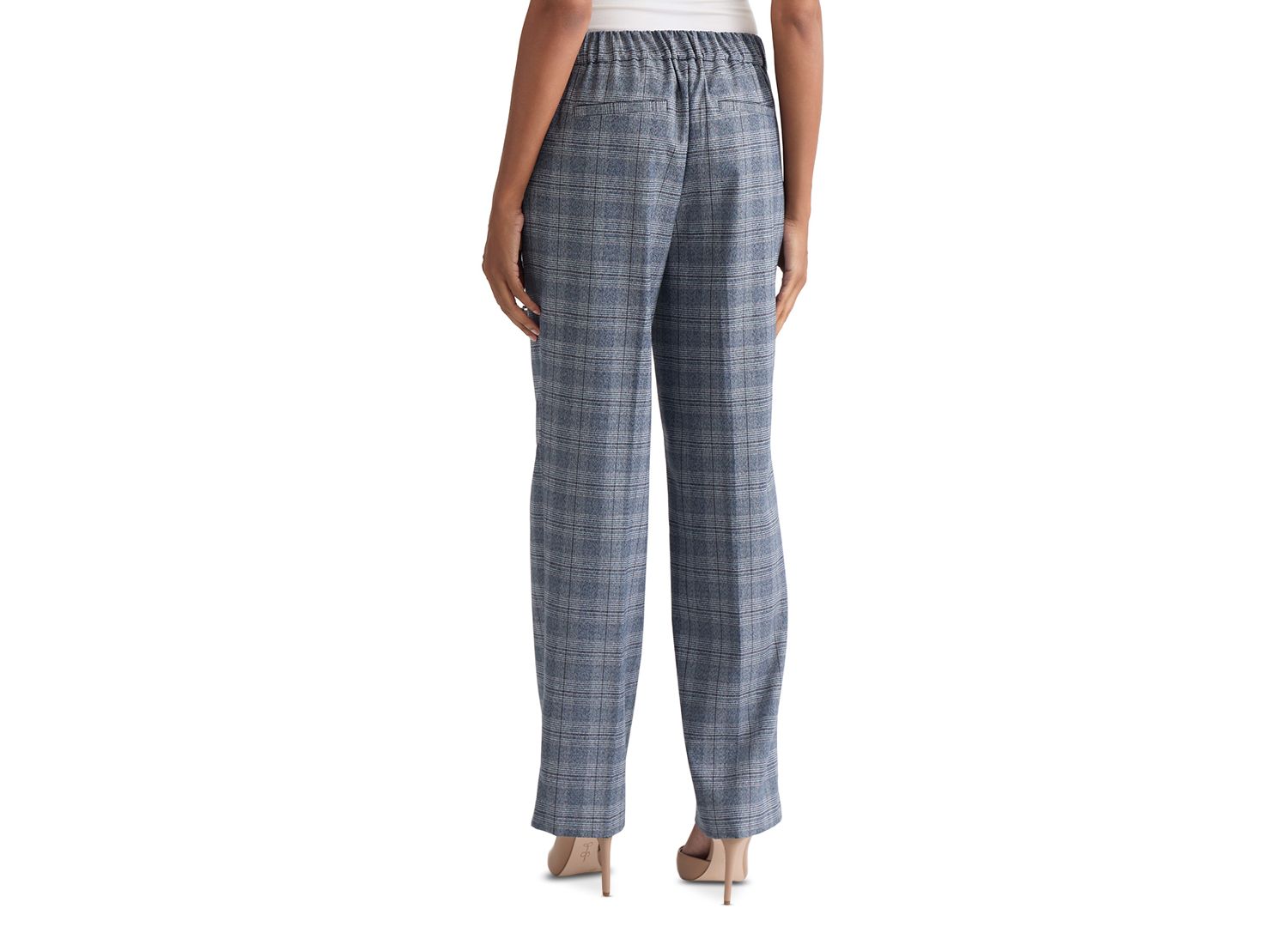 Petite Plaid Straight-Leg Pull-On Pants