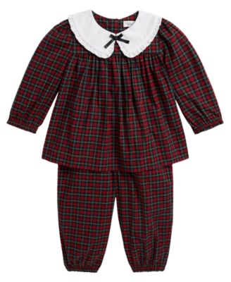 Baby Girls' Ruffled Long-Sleeve Top and Pants, 2-Piece Set