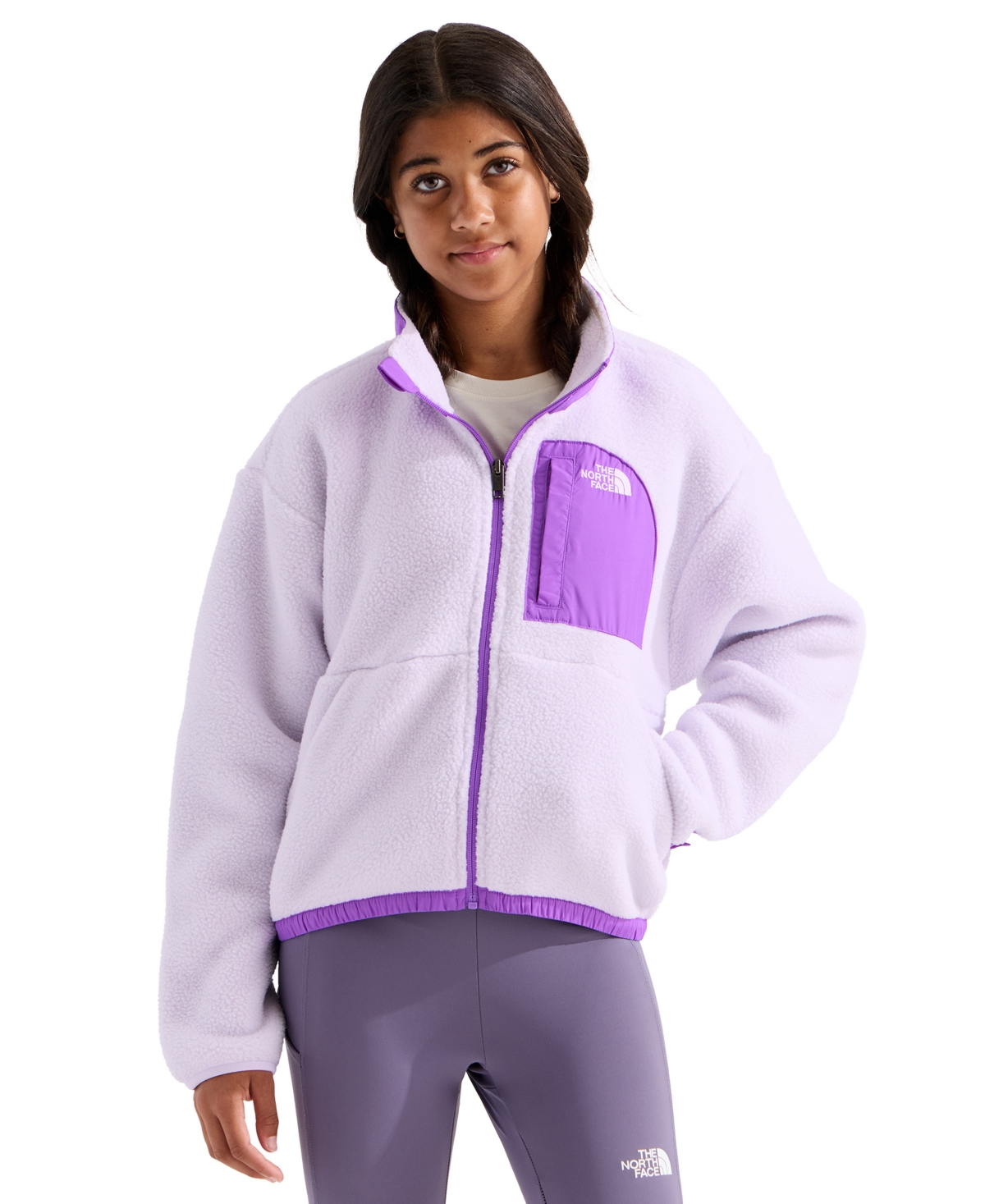 The North Face Girls’ Yumiori Off-Peak Full Zip Fleece Jacket (Kids Size: XXL(18/20)): Ice Lilac/Elevation Purple
