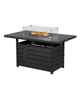 54.3" White Aluminum Propane Fire Pit Table, 50000 BTU with Cover