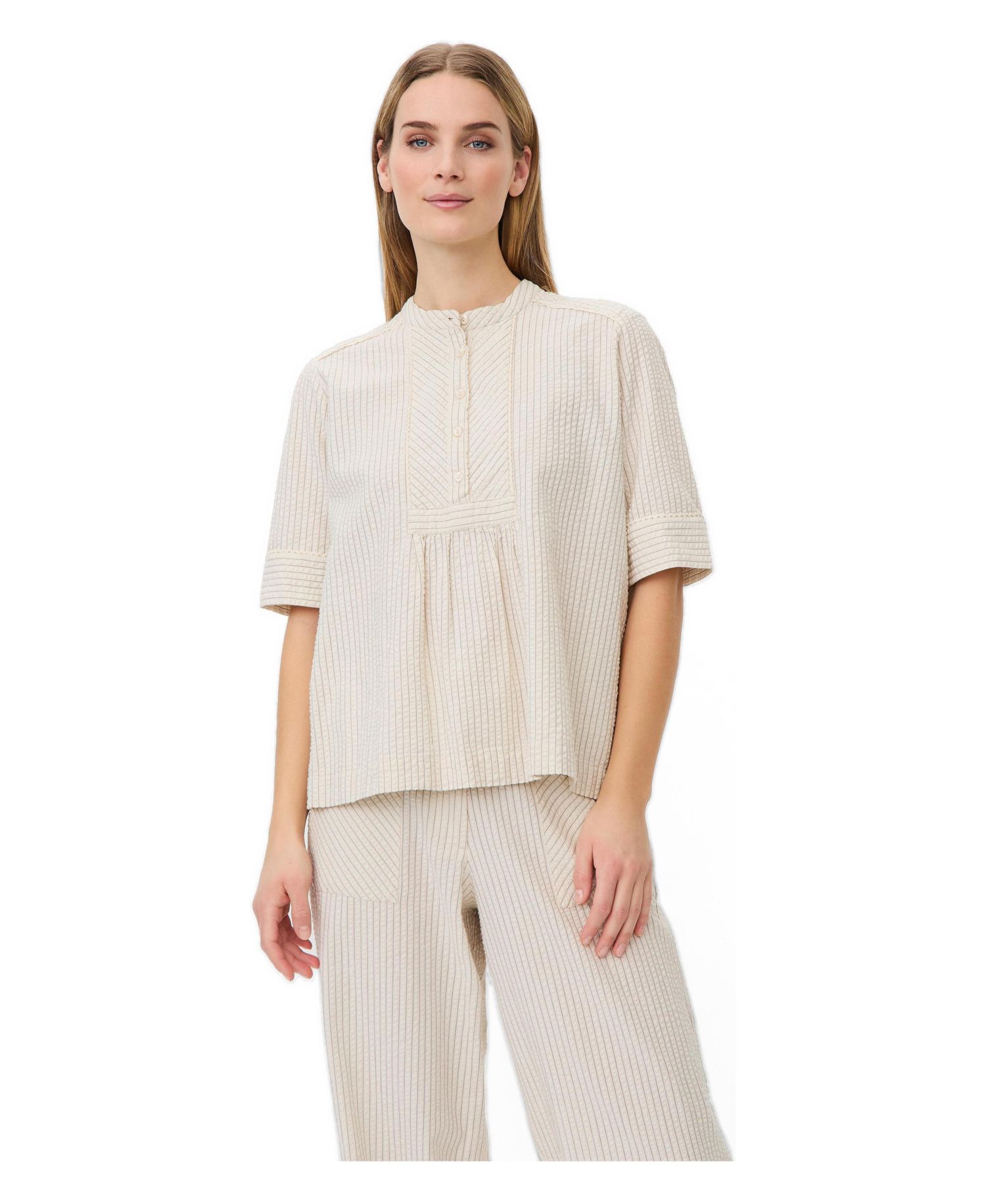Women's MaBeyora Mandarin Collar Textured Blouse