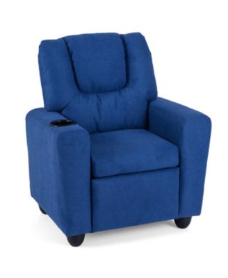 Kids Push-Back Recliner Armchair with Retractable Footrest and Cup Holder