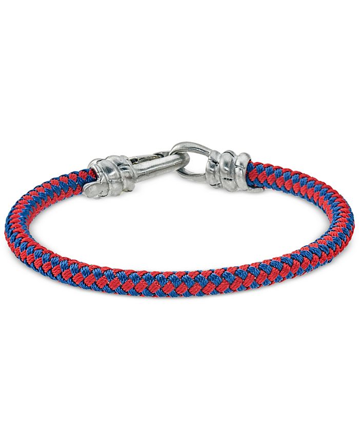 Esquire Men's Jewelry Blue and Red Woven Bracelet in Stainless Steel ...