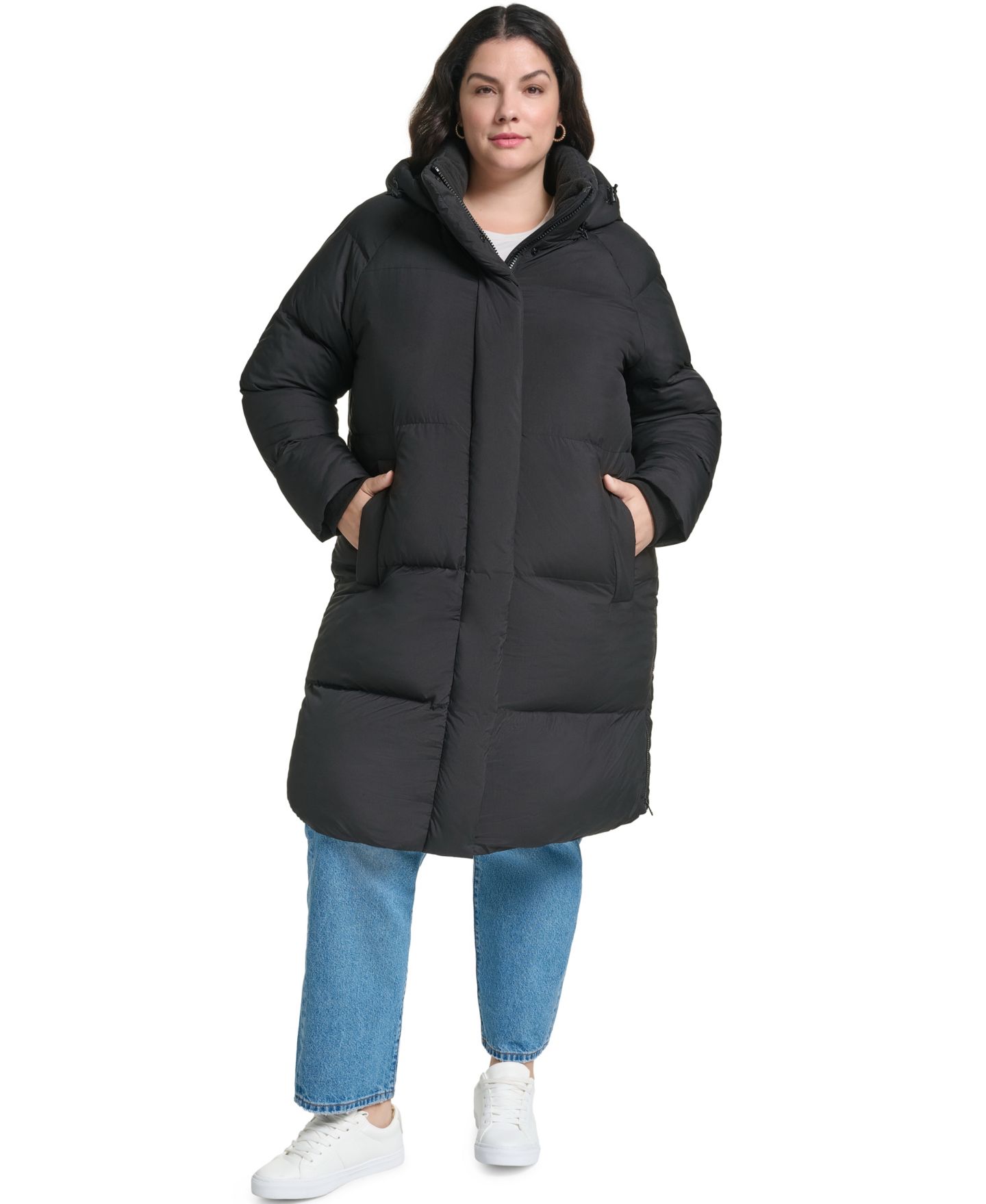Женская куртка Levi's Plus Size Hooded Puffer Mid-Length, цвет: Чёрный — фото 2