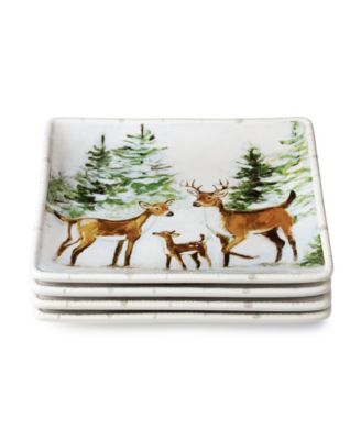 Winter Cabin Dinner Plates, Set of 4