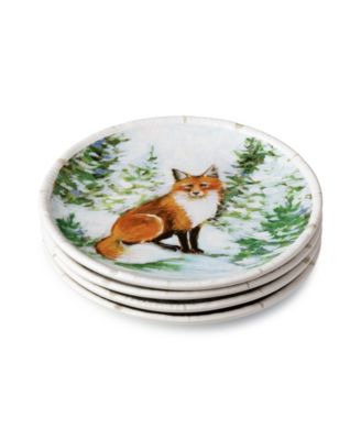Winter Cabin Canape Plates, Set of 4