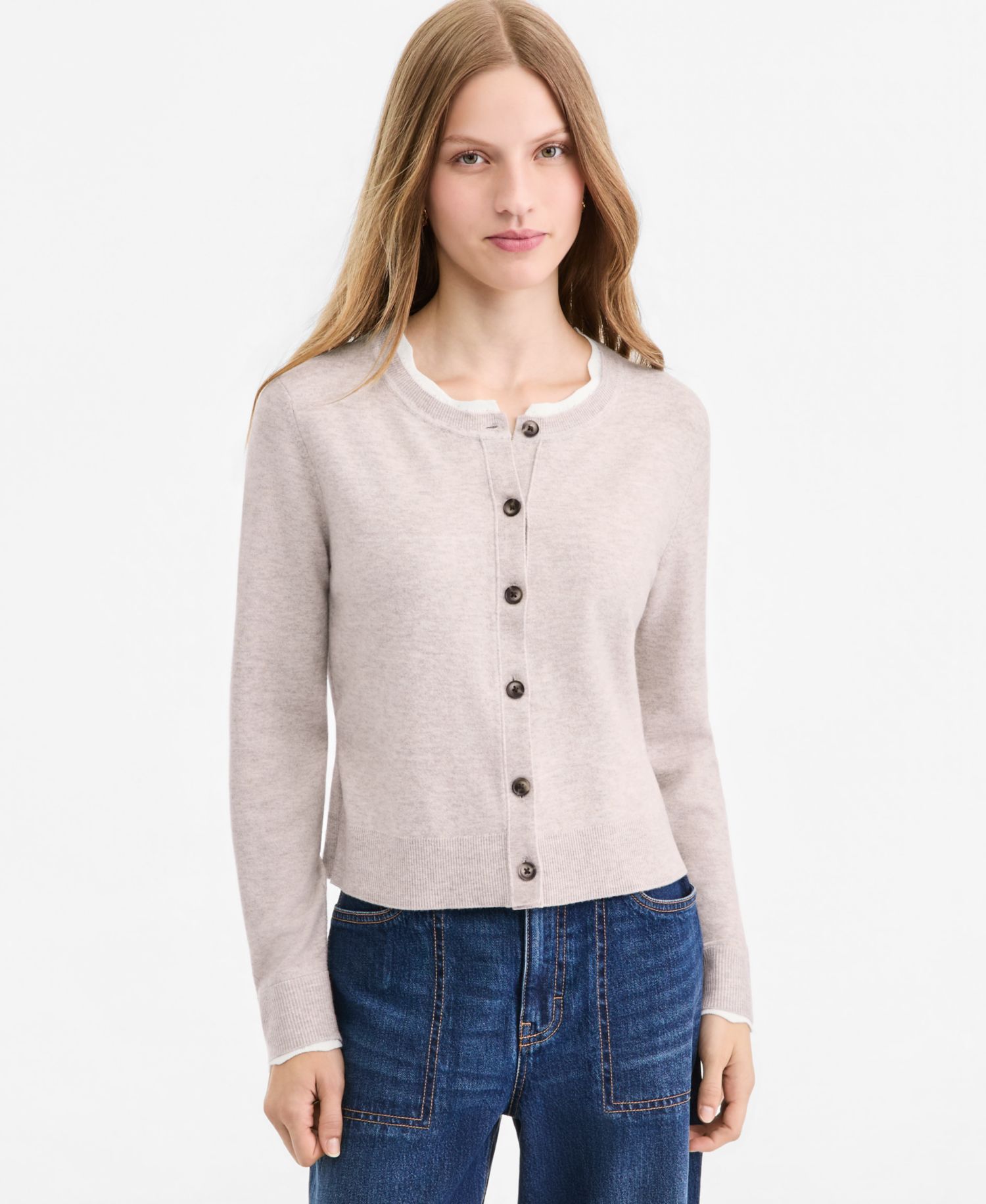 Women's Long-Sleeve Scallop-Trim Cora Cardigan