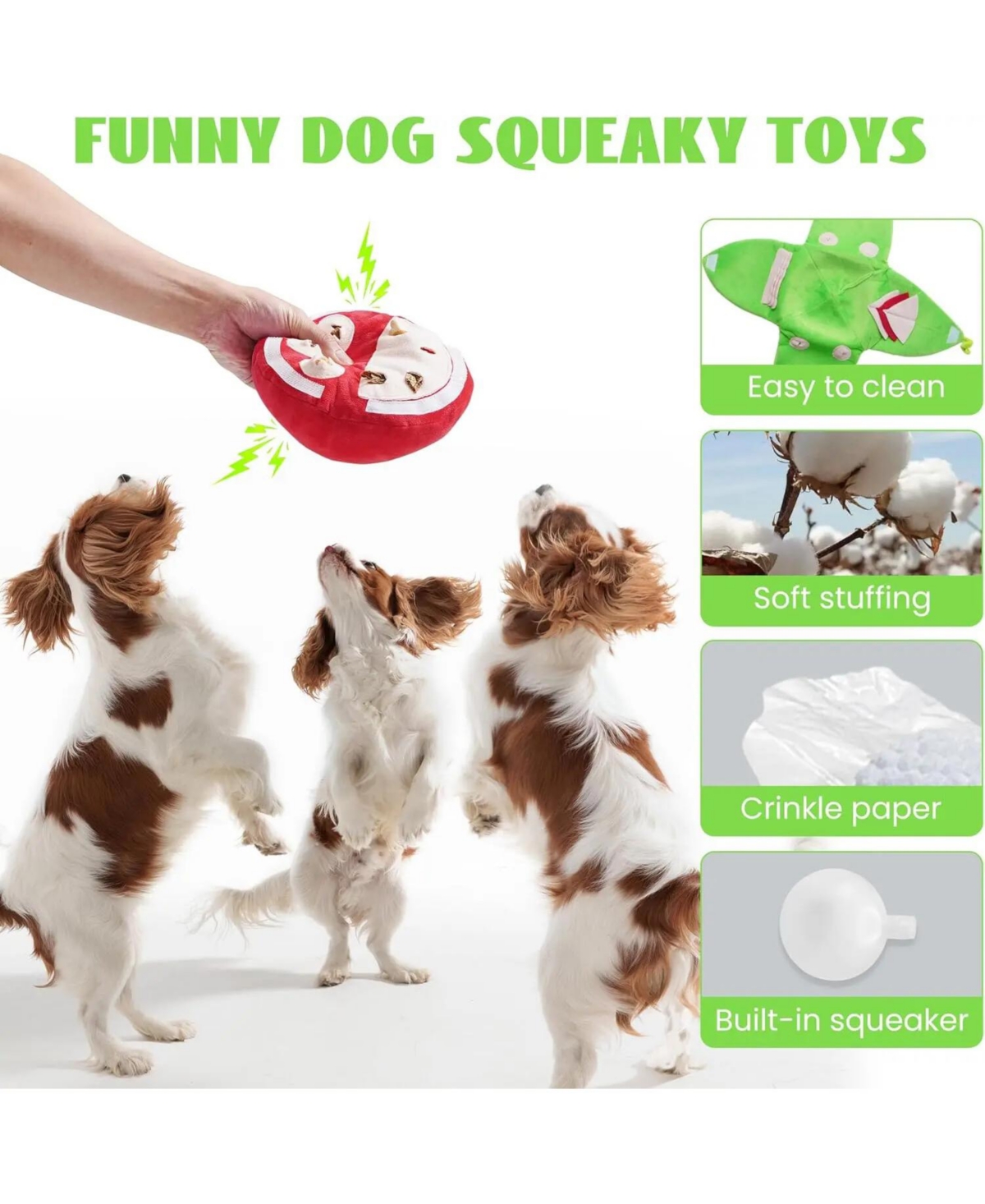 Nocciola 4 in 1 Watermelon Dog Enrichment Toy, 3 Squeaky Slices with Rind Snuffle Mat, Hide and Seek Treat Puzzle Toy for All Breeds