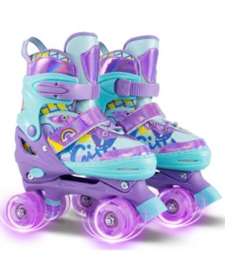 4-Size Adjustable Light-Up Wheels Kids Roller Skates, Ages 7+