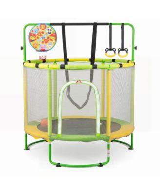 55-Inch Kids Trampoline with Adjustable Gymnastics Bar and Hoop