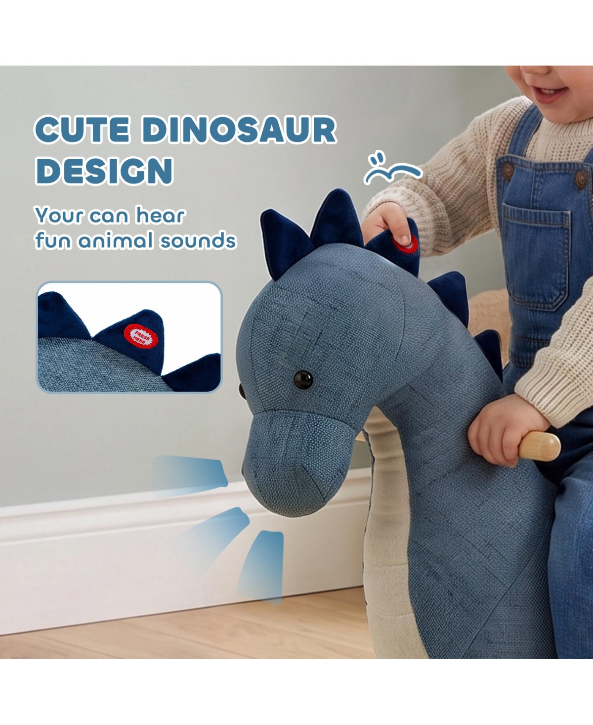 Qaba Baby Rocking Horse, Dinosaur Kids Ride on Horse with Realistic Sound
