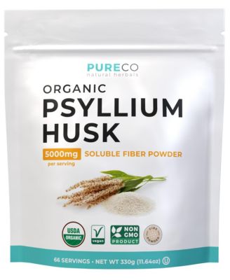 USDA Organic Psyllium Husk Powder Dietary Fiber Supplement, Finely Milled, Non-GMO, Gluten-Free, 11.64 Ounces