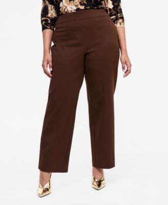 women's plus size brown dress pants & Trousers Curvy fit ndash sculpts draped fabric Morilee Bridal 1010080 Foxy SIZE:16.5