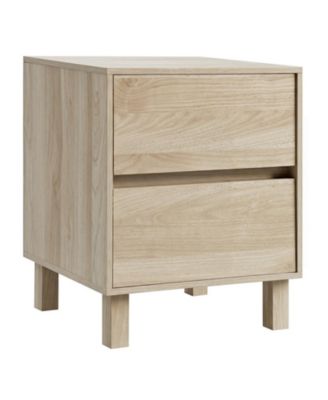 Modern Wooden End Table with 2 Storage Drawers and Elevated Legs