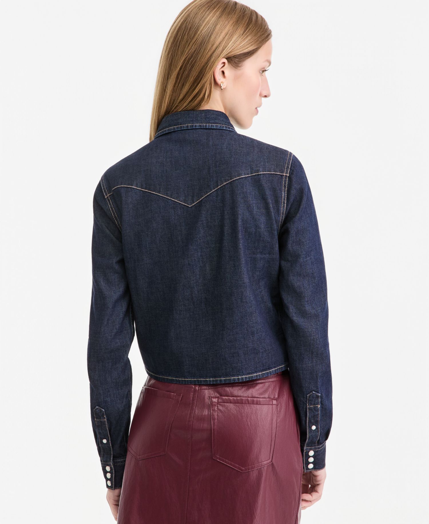 Women's Cropped Denim Western Shirt