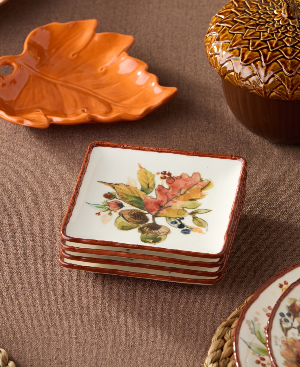 Certified International Autumn Meadows Canape Plates, Set of 4
