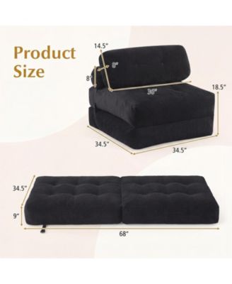 3-in-1 Convertible Folding Sofa Bed with Button-Tufted Cover and Headrest Pillow