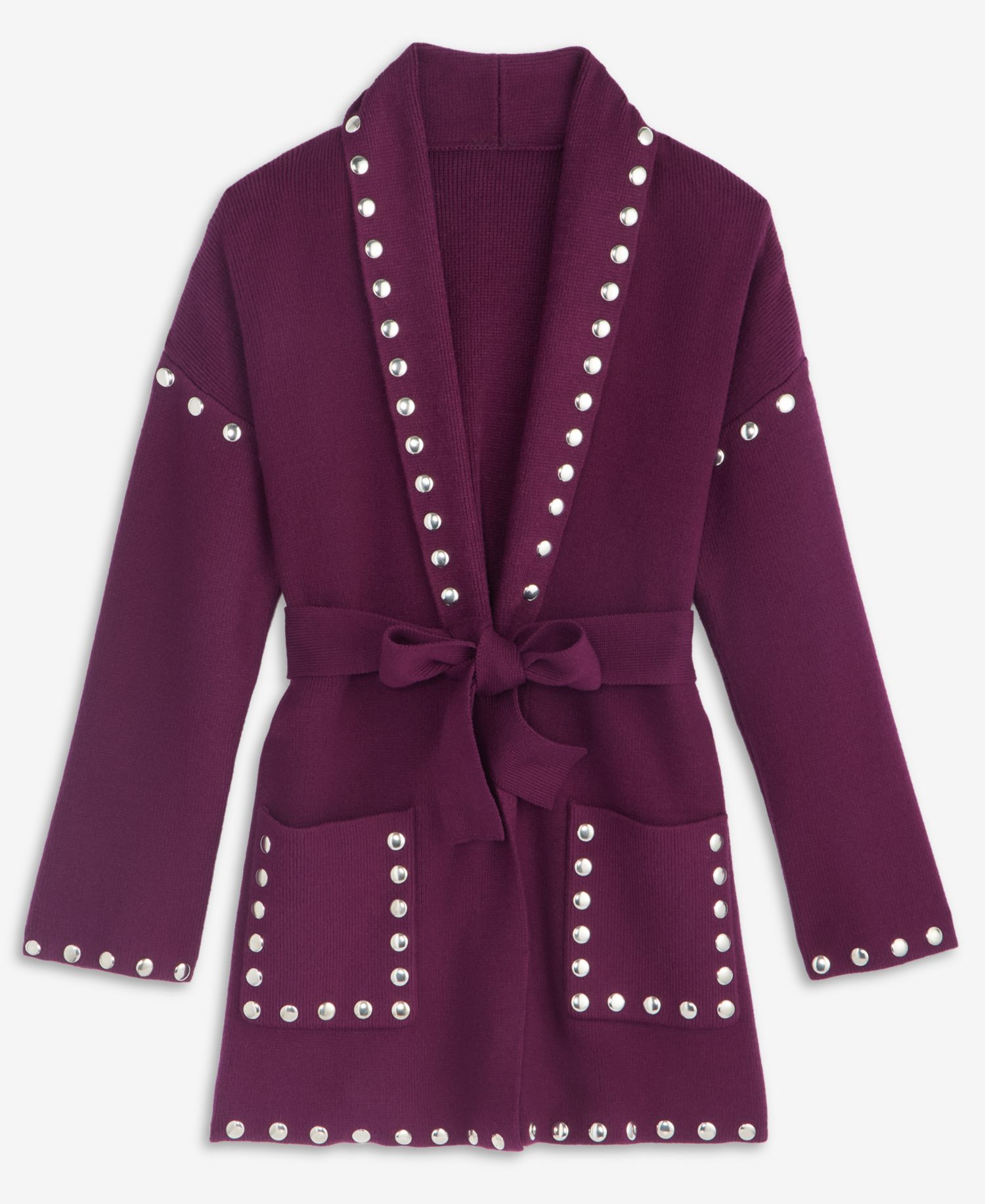 Women's Studded Belted Cardigan