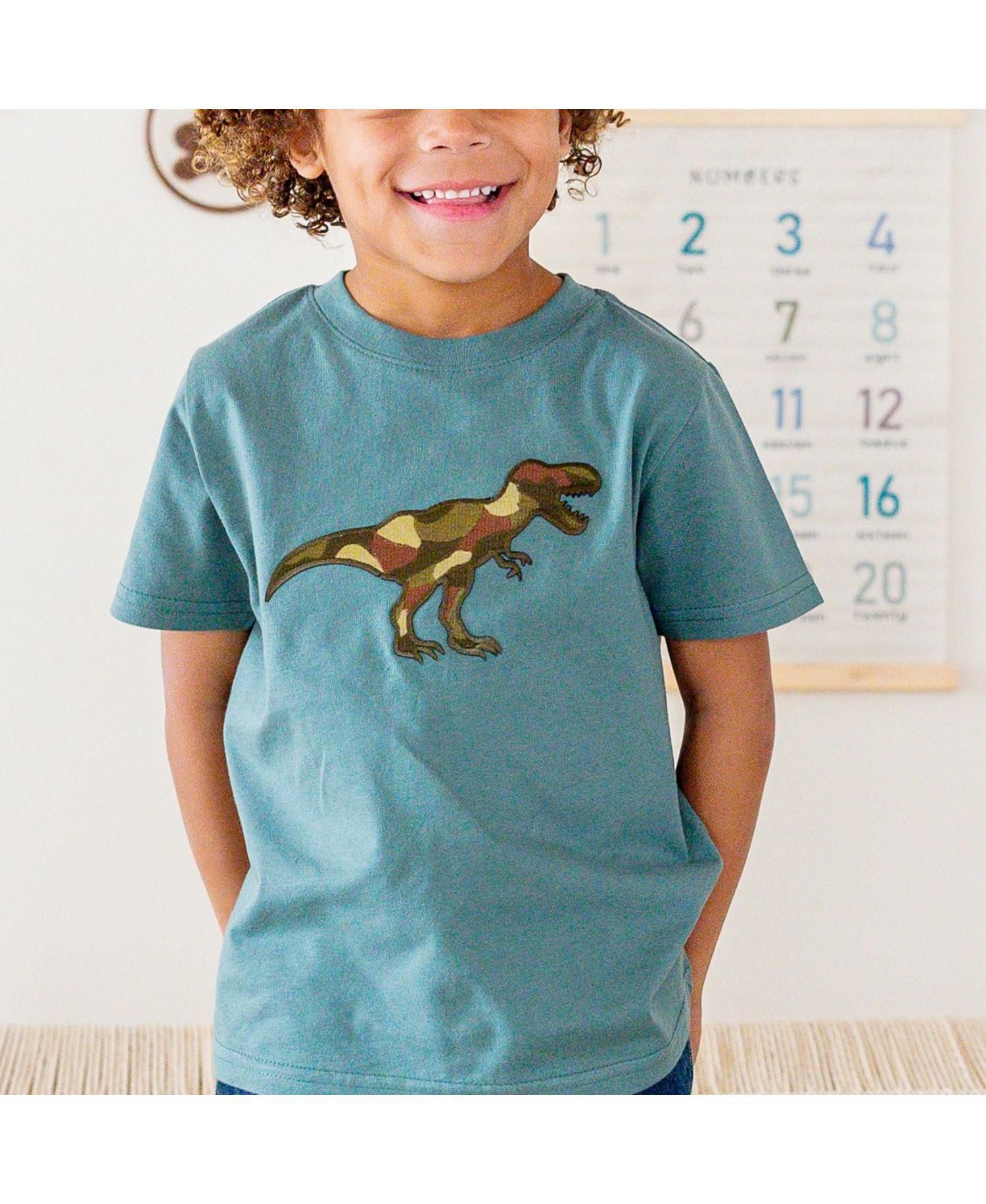 Little Boys Camo Dino Patch Short Sleeve T-Shirt