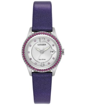 Citizen - Women's Silhouette Crystal Jewelry Purple Leather Strap Watch 29mm FE1128-06A