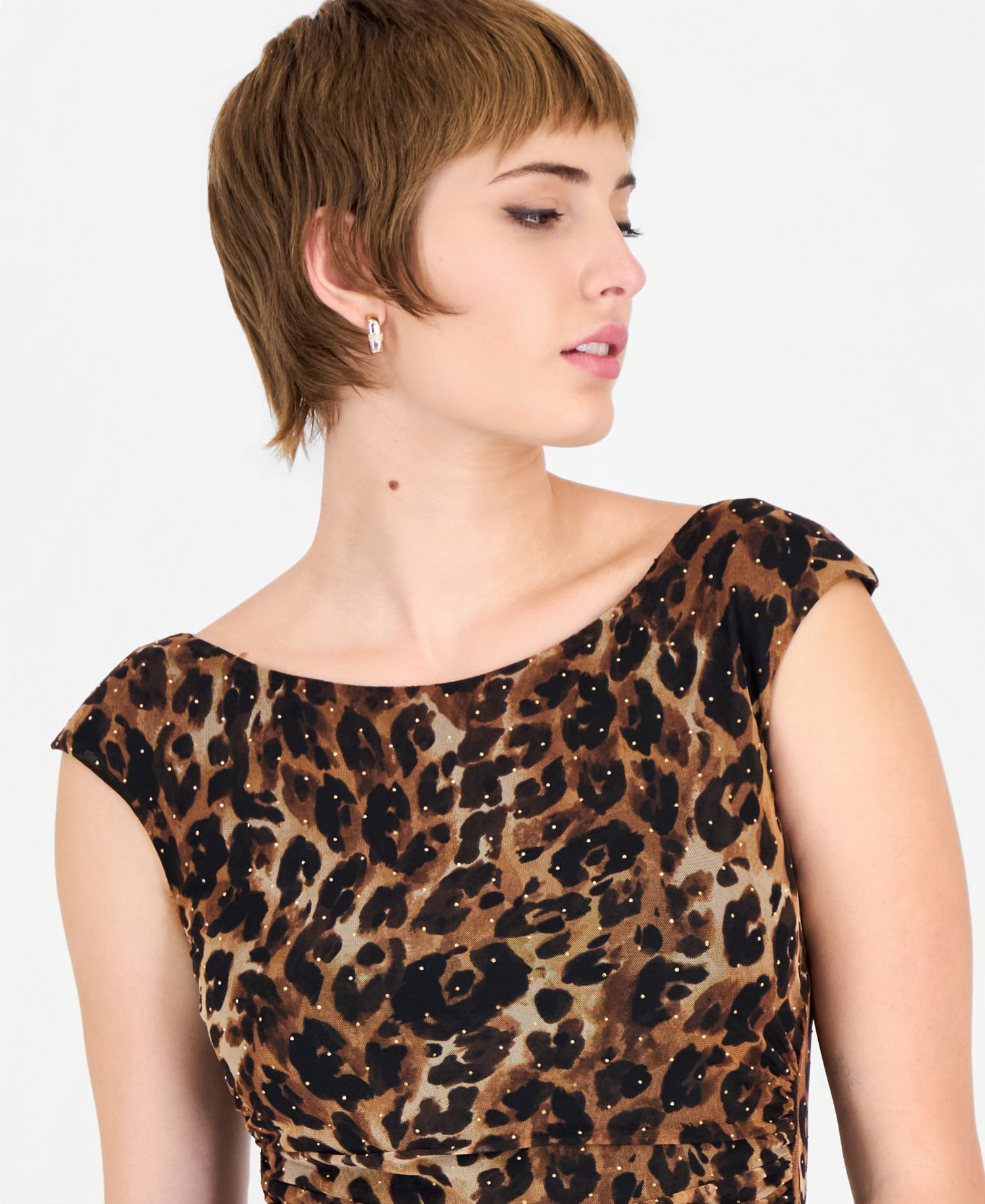 Women's Leopard-Print Allover-Sequin Midi Dress