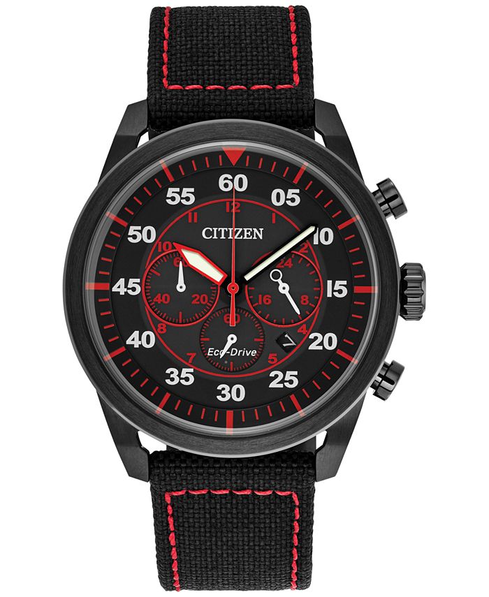 Citizen Eco Drive Men s Chronograph Avion Black Nylon Strap Watch