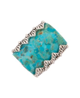 Blue Turquoise Silver Slice Statement Ring
