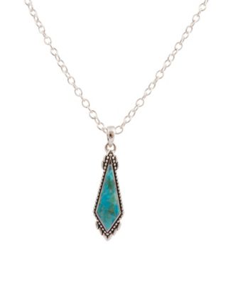 Anemone Long Diamond Blue Turquoise and Silver Necklace