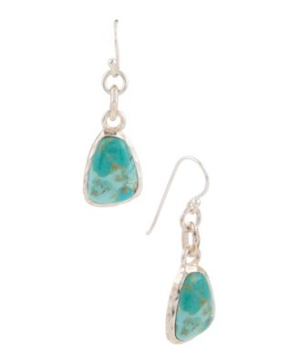 Blue Turquoise and Silver Drop Earrings