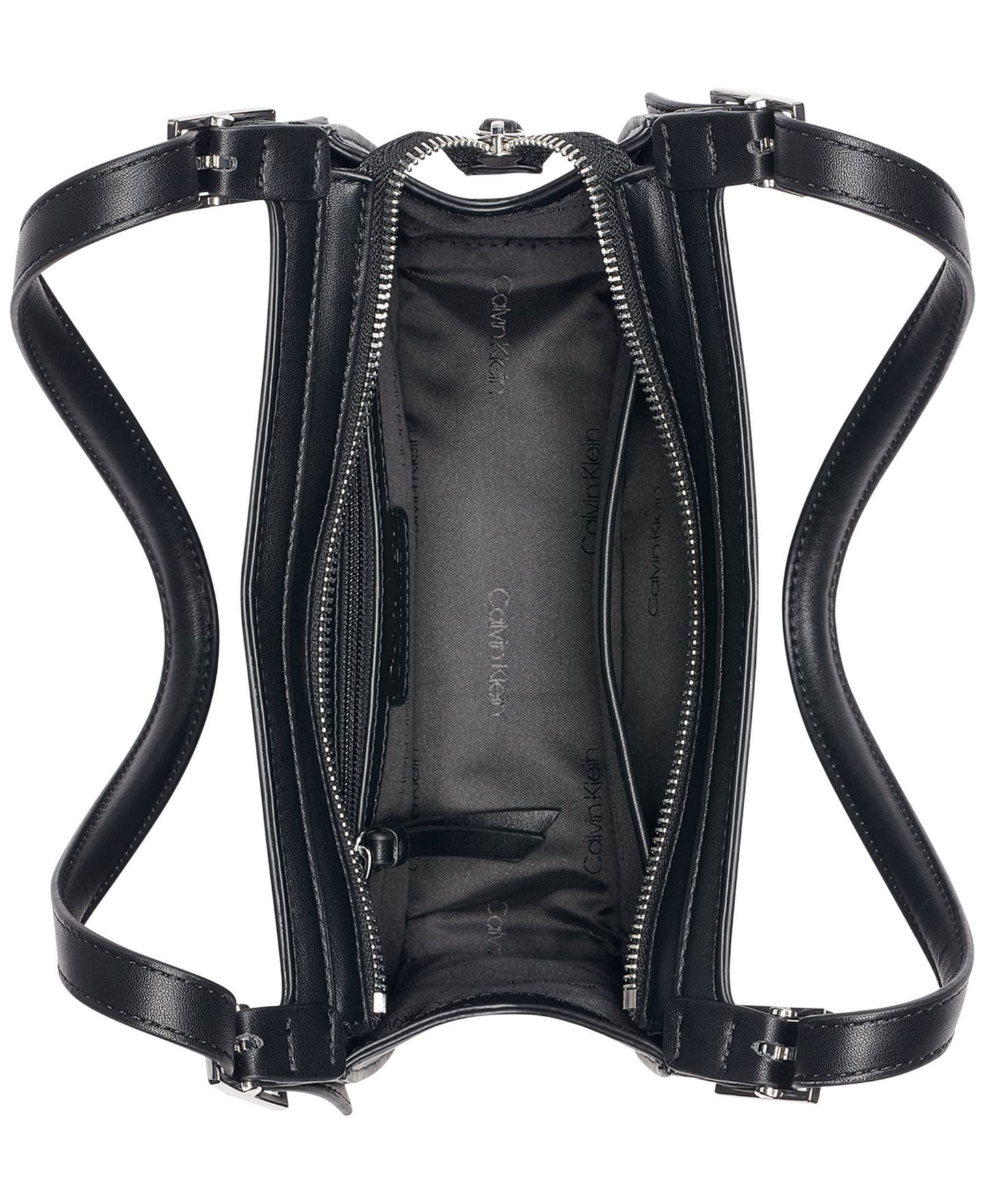 Женская сумка Calvin Klein Harlan Medium Detachable Strap Shoulder Handbag, цвет: Чёрный / Серебряный — фото 4