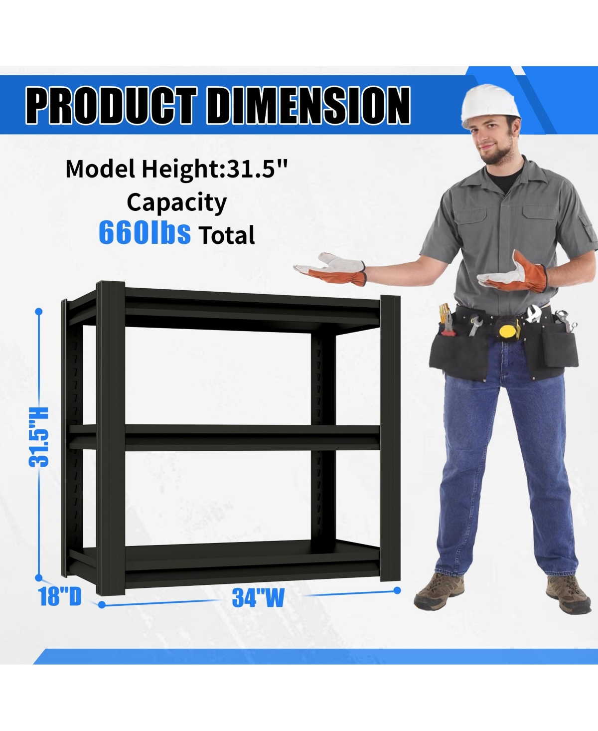 Boyel Living Fish Tank Stand 34 Inch Heavy Duty Steel 3 Tier Adjustable Shelves 660lb