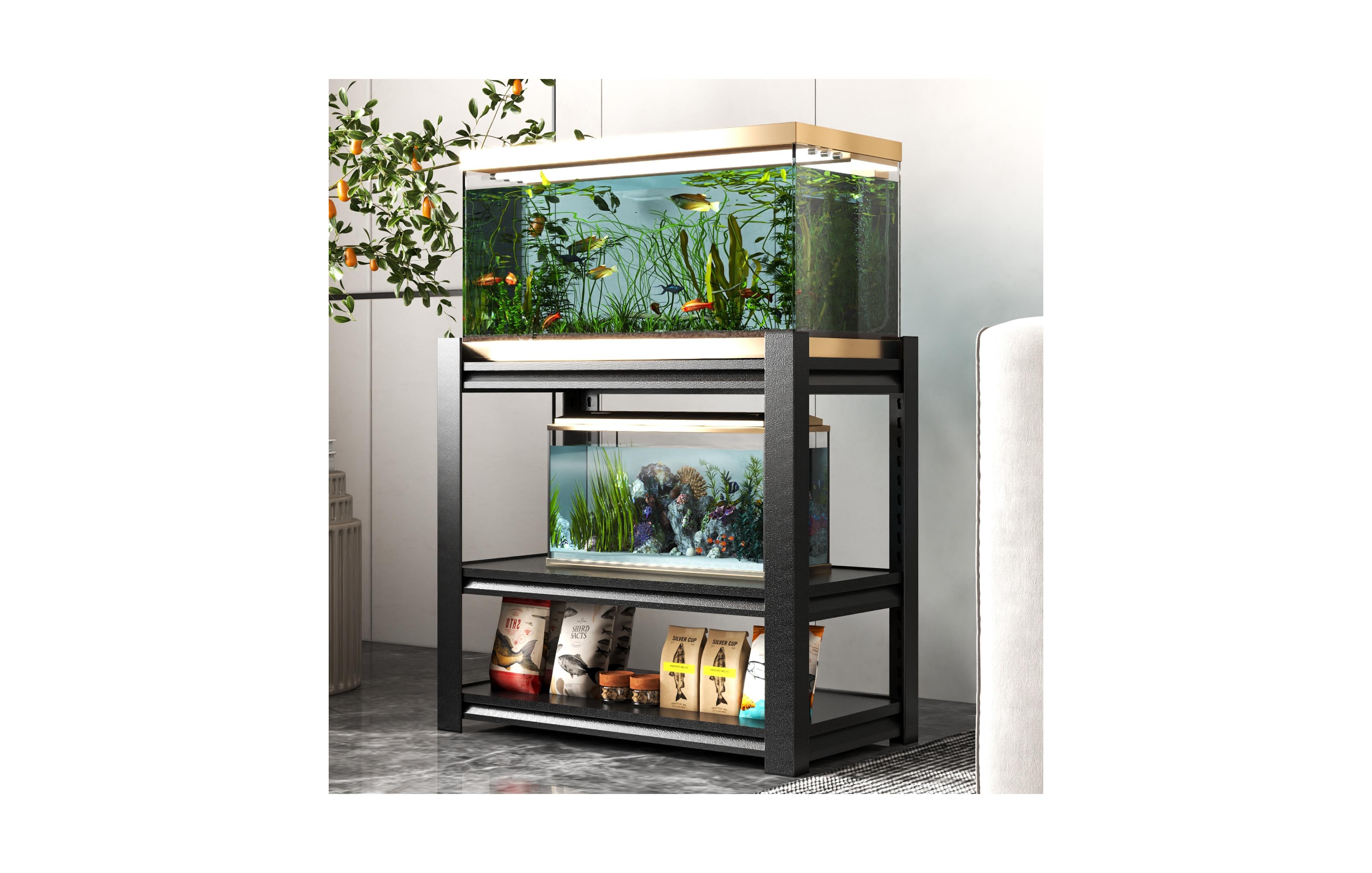 Boyel Living Fish Tank Stand 34 Inch Heavy Duty Steel 3 Tier Adjustable Shelves 660lb