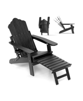 All-Weather HIPS Adirondack Lounge Chair with Retractable Footrest and 4-Level Backrest