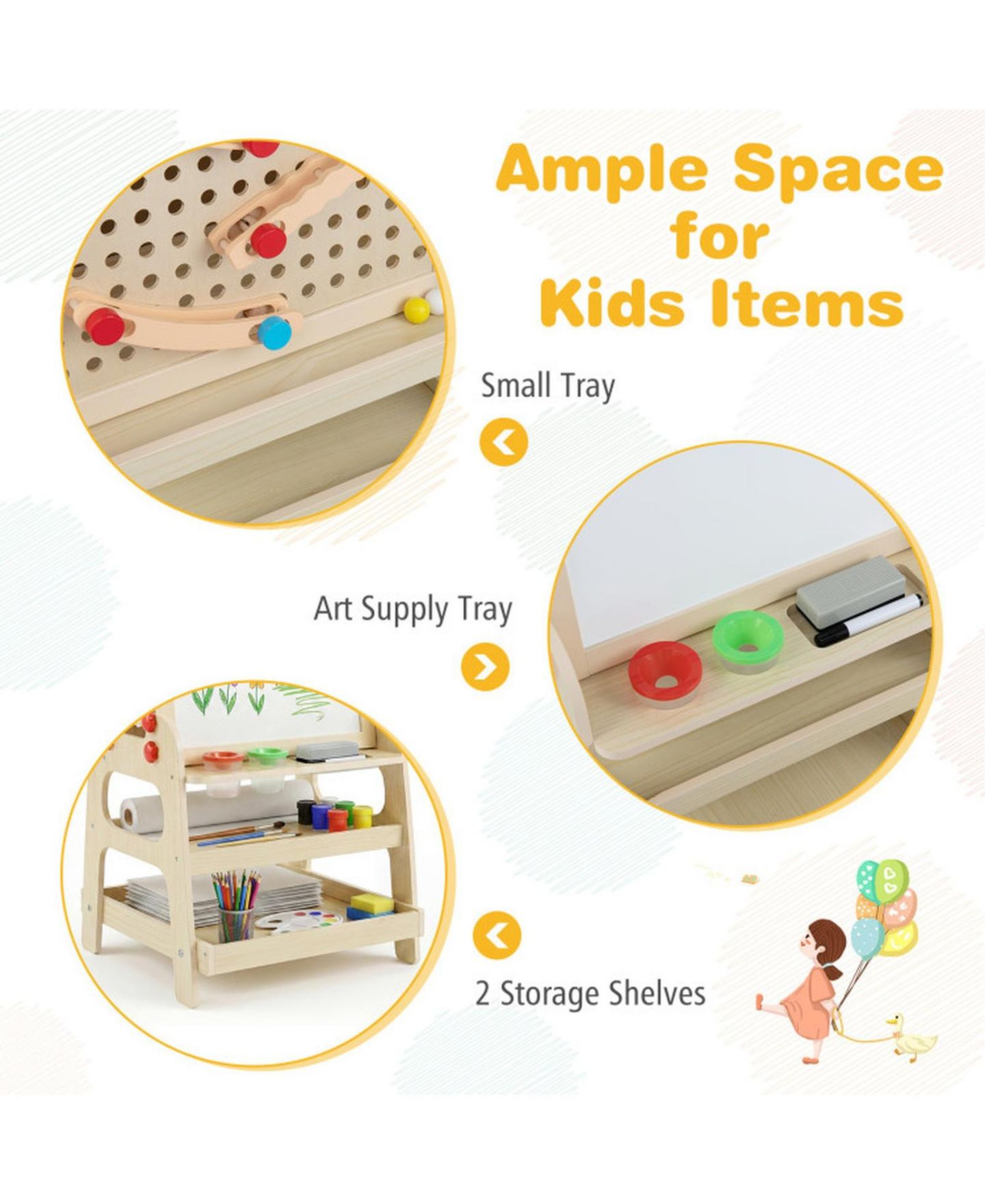 Детский конструктор HONGGE 2-in-1 Magnetic Art Easel and Marble Run Building Set, Ages 3+, цвет: Сосновый — фото 7