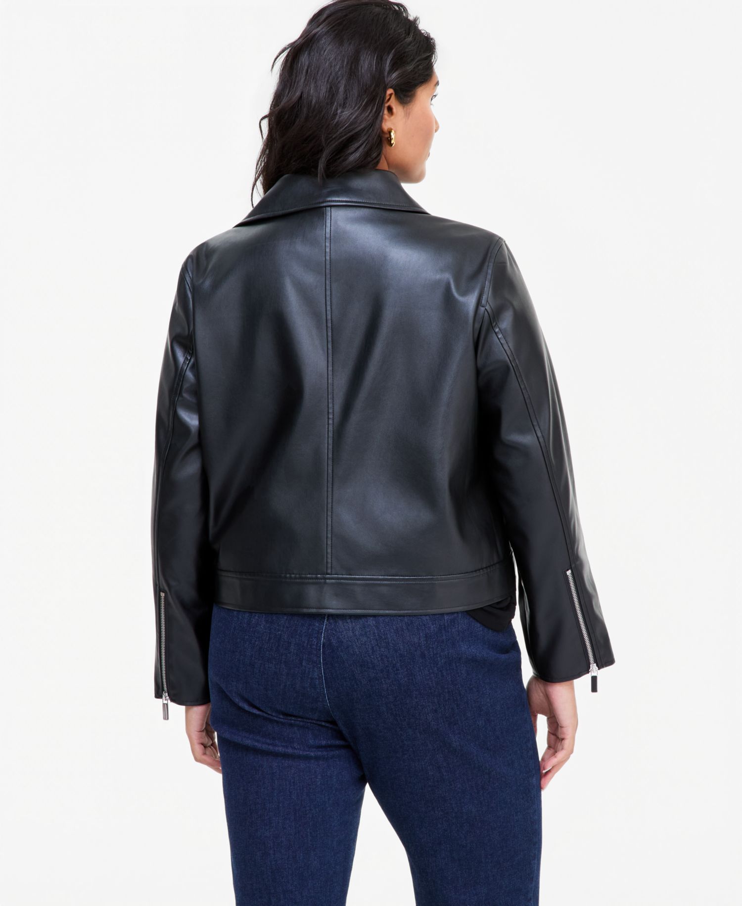 Plus Size Biker Faux Leather Jacket