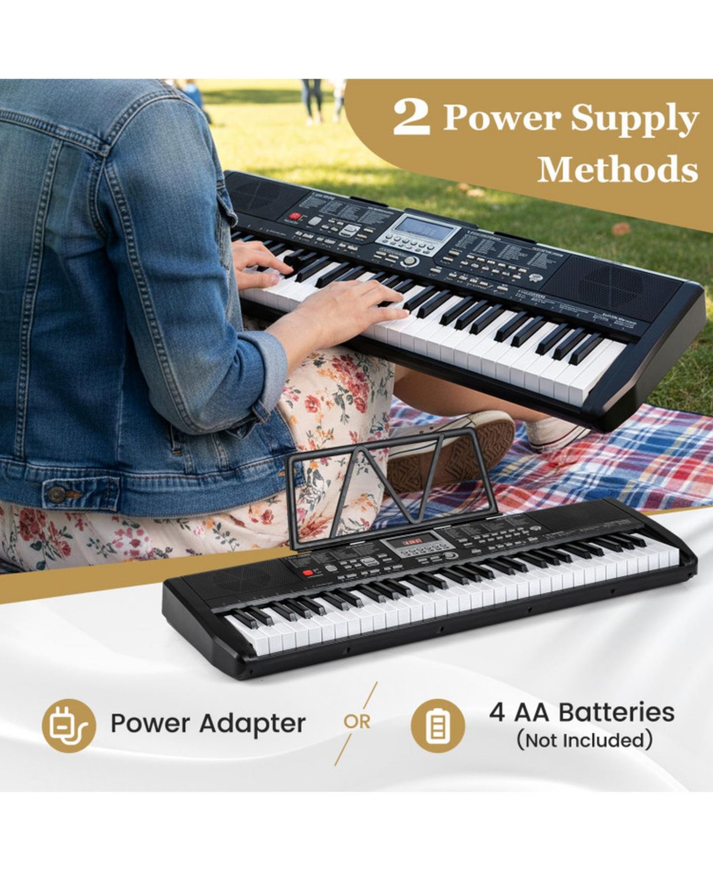 Детские игрушки SUGIFT 61 Keys Electric Keyboard with Light-up Keys and Teaching Mode, 3-Piece Kit, Ages 8+, цвет: Чёрный — фото 8