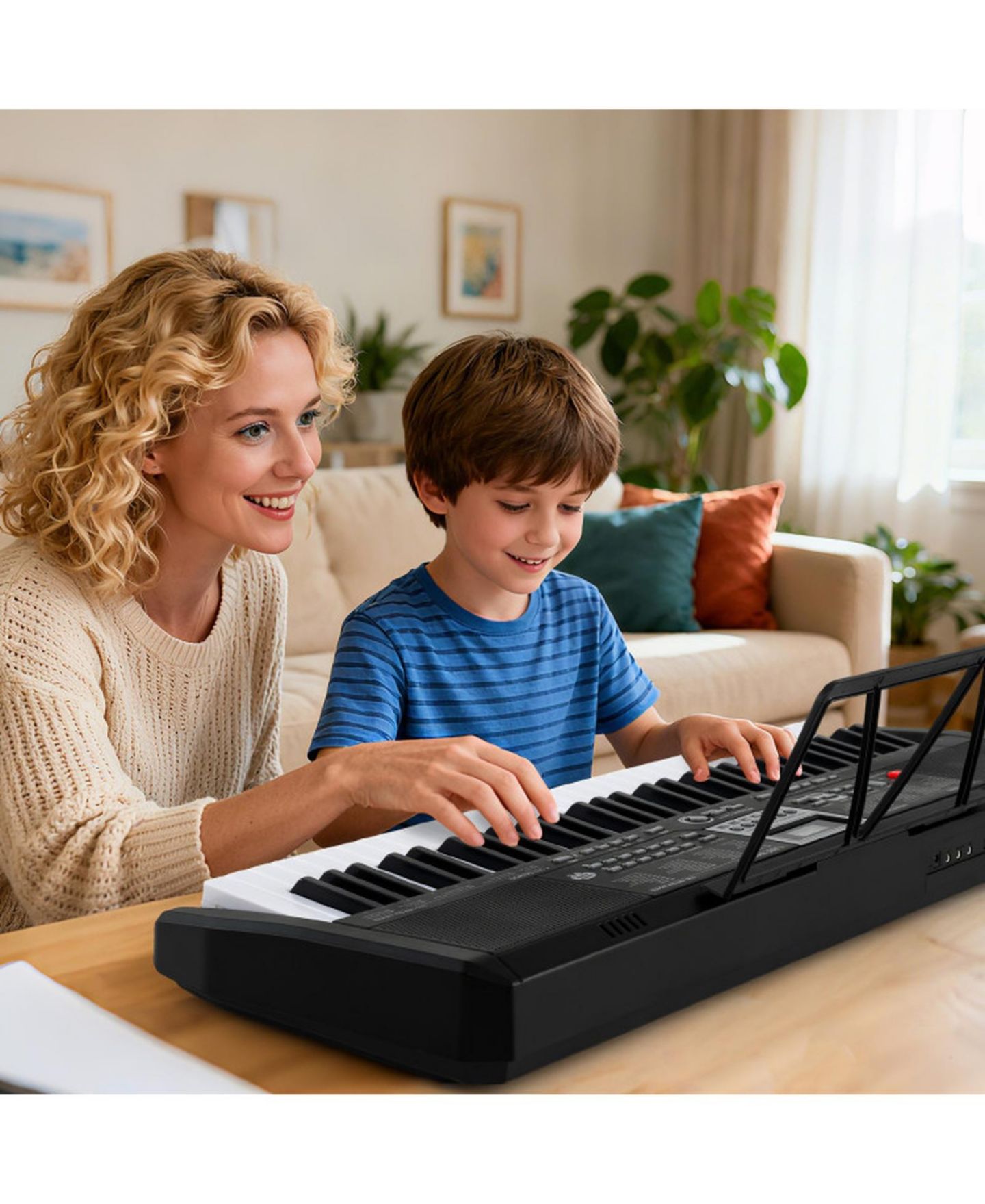 Детские игрушки HONGGE 61-Key Light-Up Teaching Electric Piano Keyboard Kit, Ages 3+, цвет: Чёрный — фото 10