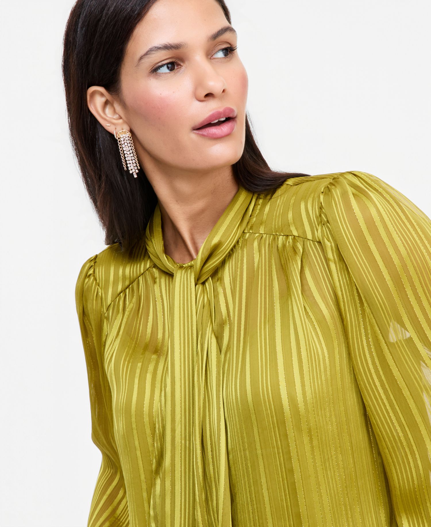 Women's Long-Sleeve Tie-Neck Blouse
